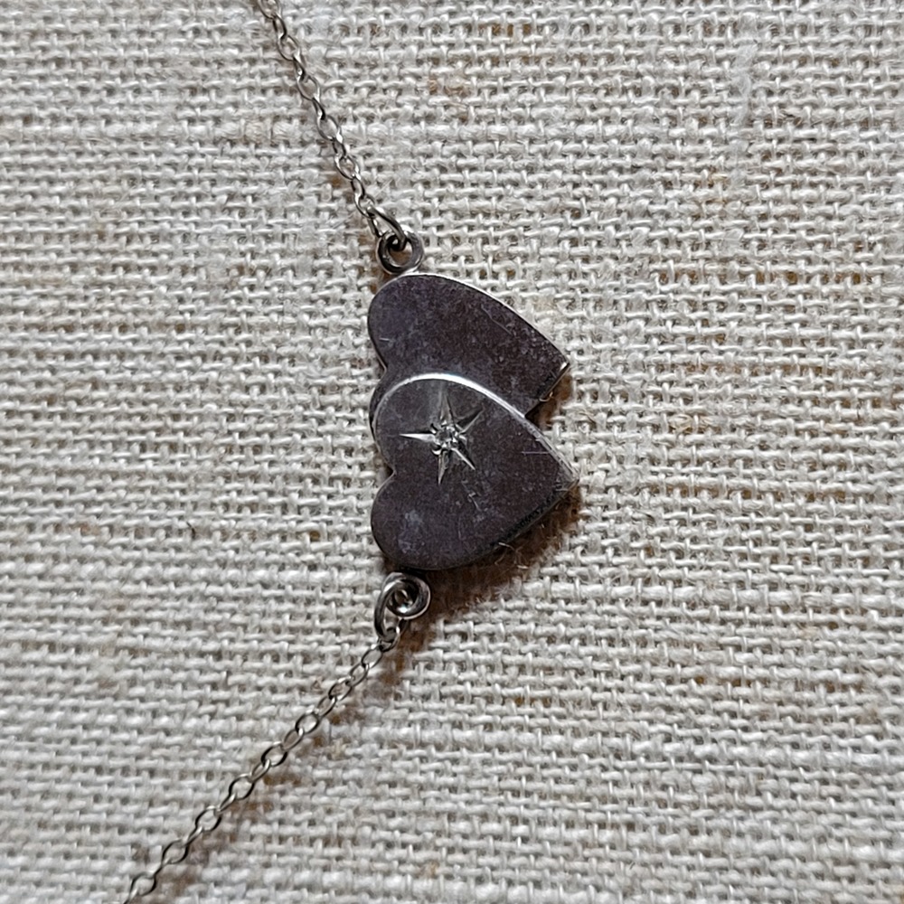 Vintage Sterling Silver Danecraft Double Heart Necklace